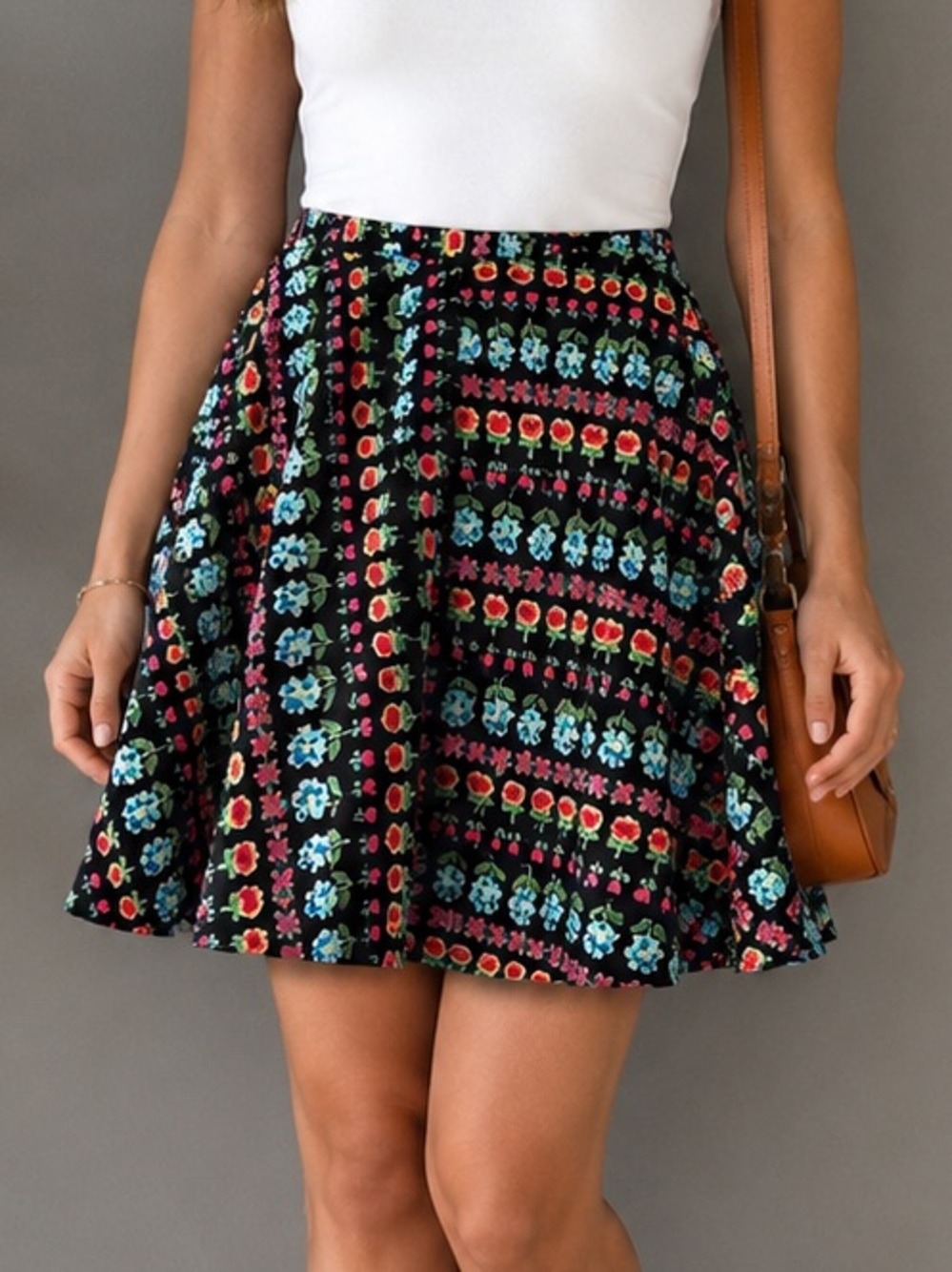 Meghan Elisse Vintage Floral Fit & Flare Skater Skirt | Size 7/8 | Made in USA